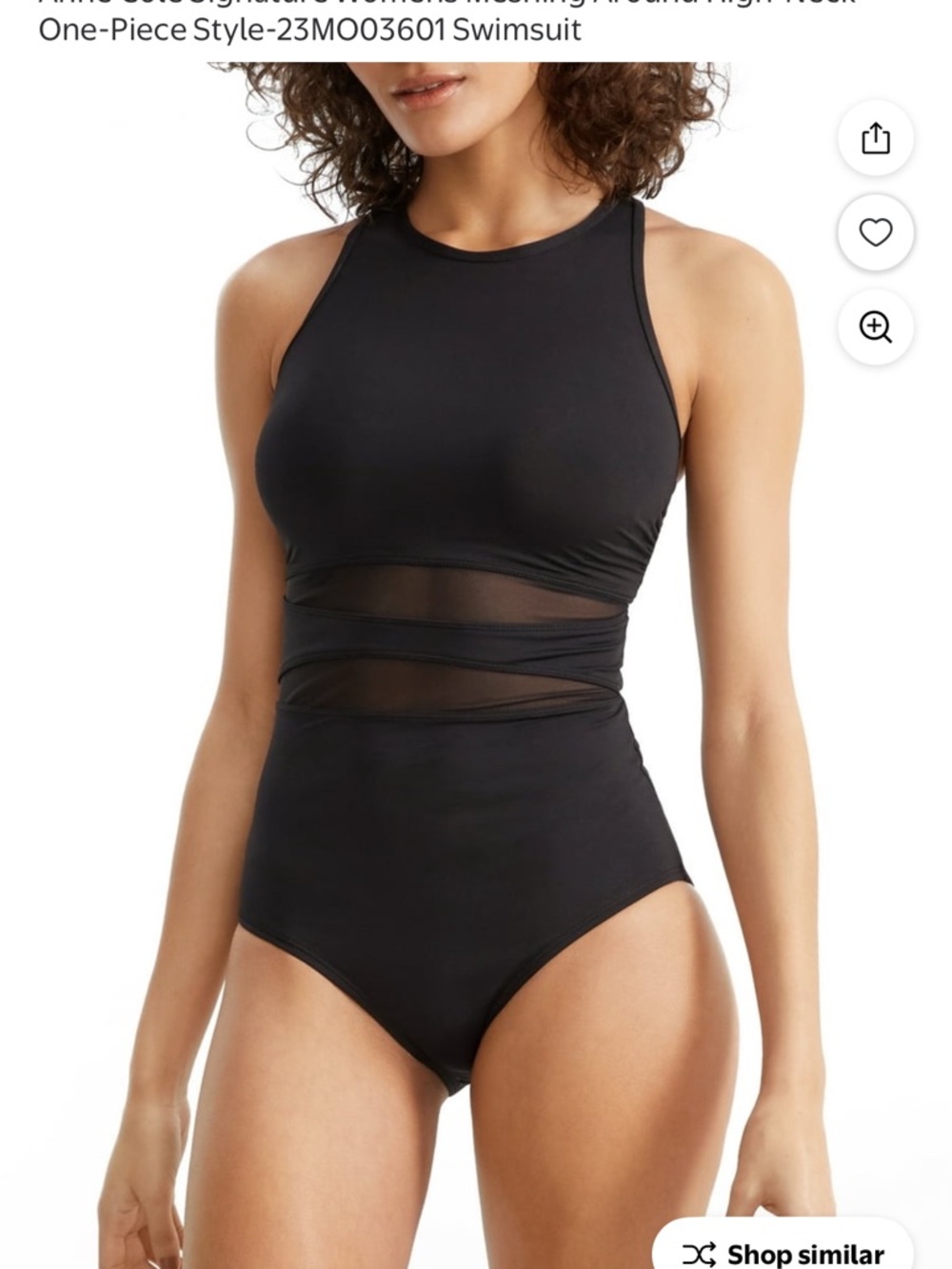 Anne Cole Black Swimsuit with mesh Waist inserts